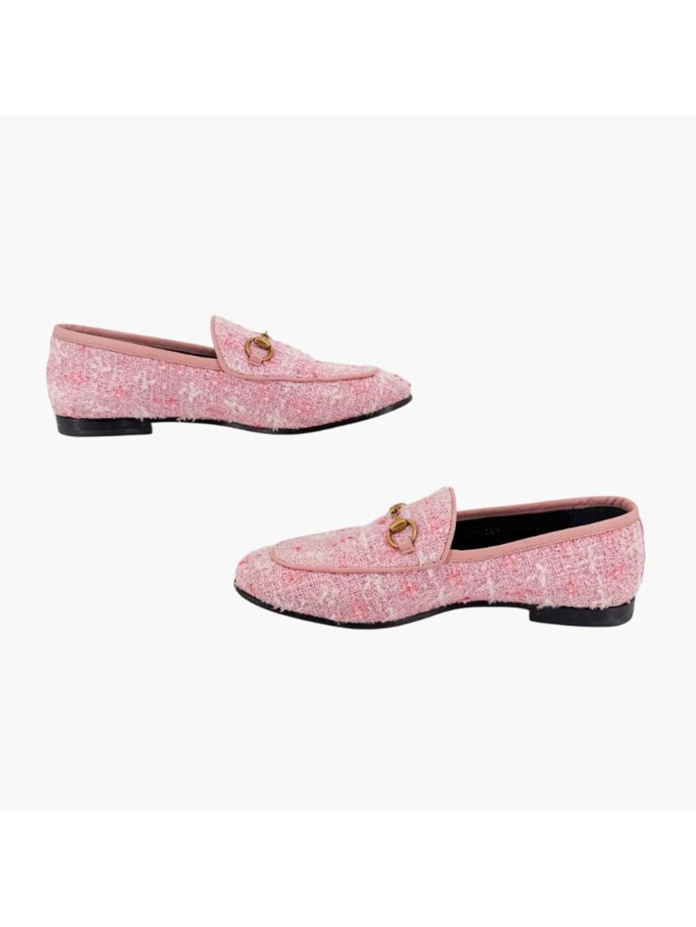 Gucci Jordaan Light Pink Tweed Horsebit Loafers Size 37 US 7 Women's Flats - Picture 10 of 15